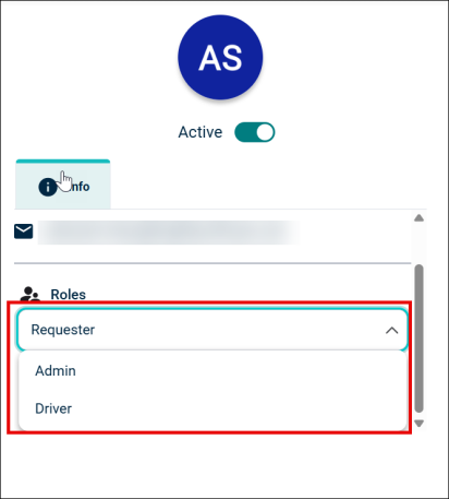 Roles dropdown to change role